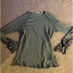 Soft Surroundings Greenish Waffle Long Sleeve
